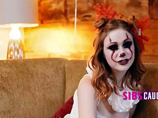 Step-sister dons Pennywise costume for Halloween