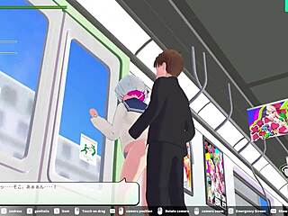 Hentai-spill med togtur og creampie i en heis