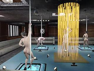 Verführerische MMD-Animation von Fallout 4 Charakteren in einem Multi-Girl-Pole-Dance