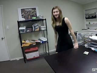 Skinny girl with small tits gets hired for deepthroat and doggystyle