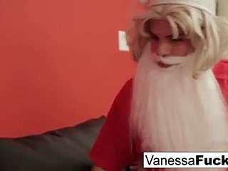 Vanessa's big ass takes Santa's pounding in her tight wet pussy