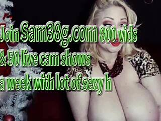 Curvy blonde Samantha 38g shows off her big boobs