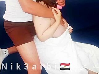 Amateur Egyptian mom Ramy gets her big natural tits massaged by her son's friend