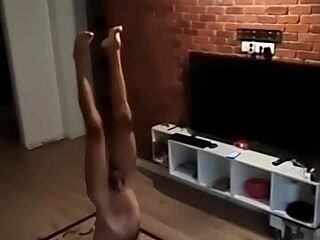 Georgia's Nudist Yoga Session with Drinking Pissing and Nice Ass