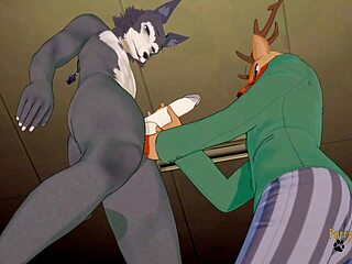 Japanese gay legosi gets pleasured by Louis in Furry yiff anime