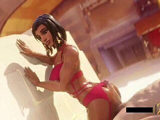 Uncensored video game hentai featuring Pharah's butt