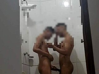 New gay men explore their sexual desires in the bathroom