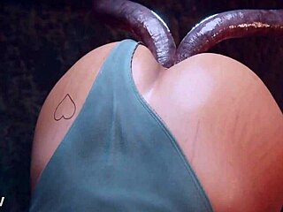 3D porno: Lara Crofts'un tentakillerle sert anal macerası