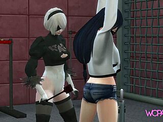 Hentai animation with 2B taking charge of Tifa