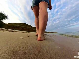 Explore the sandy shores with my bare feet