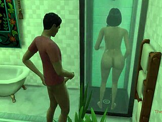 ابن الزوجة الهندي يكتشف زوجة أبيه وهي تستحم ويمارس الجنس معها بشكل مكثف في الحمام