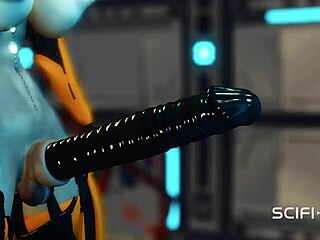 الشابة السمراء مقيدة اليدين وتخضع لجنس BDSM مع روبوت شيميل مثير